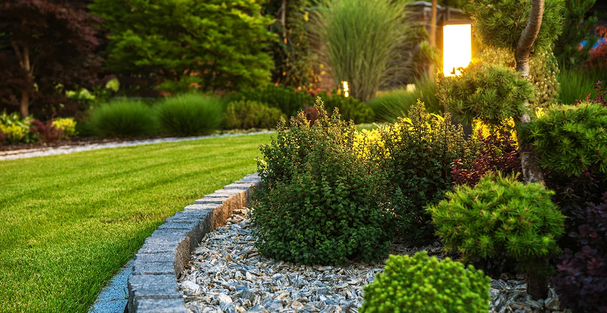 Professionally landscaped flower bed.