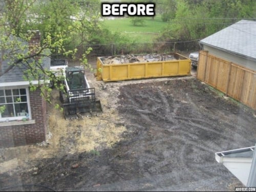 Backyard before landscape improvement