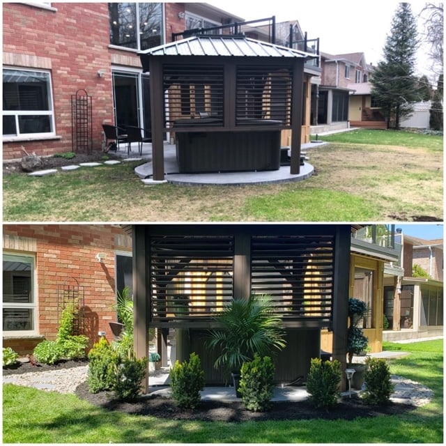 Before and after image of garden installation