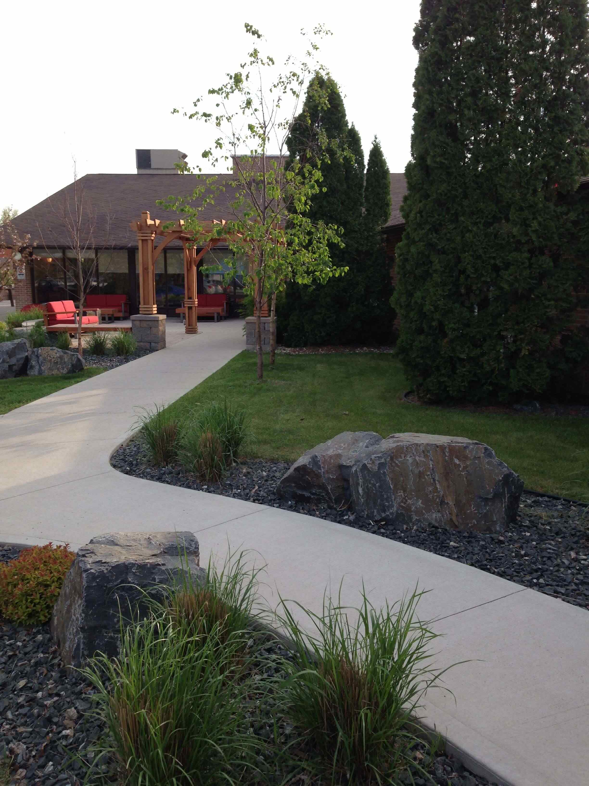 Landscaping around a pathway